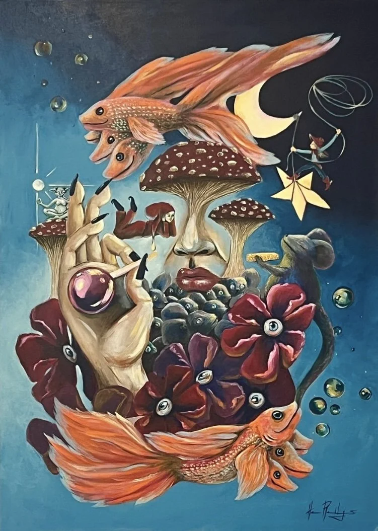 Acrylic Painting named Space Cowboy by Finnish Artist Henna Rantakangas