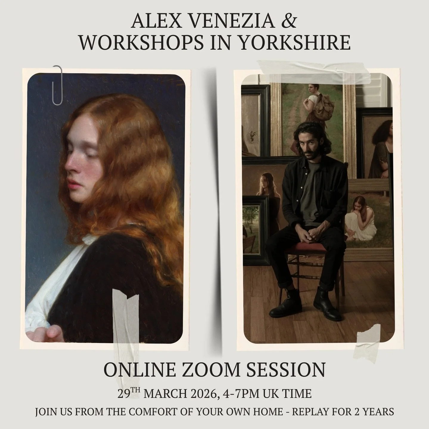 Join Alex Venezia, from the comfort of your own home whilst we watch Alex paint the portrait from the live model, for 3 hours.

🎨 MEDIUM: OILS

🎨 SKILL LEVEL: ALL LEVELS

🎨 DURATION: 3 HOURS

🕰️ STARTS 4PM UK TIME 

📺 REWATCH FOR TWO YEARS

🎥 A