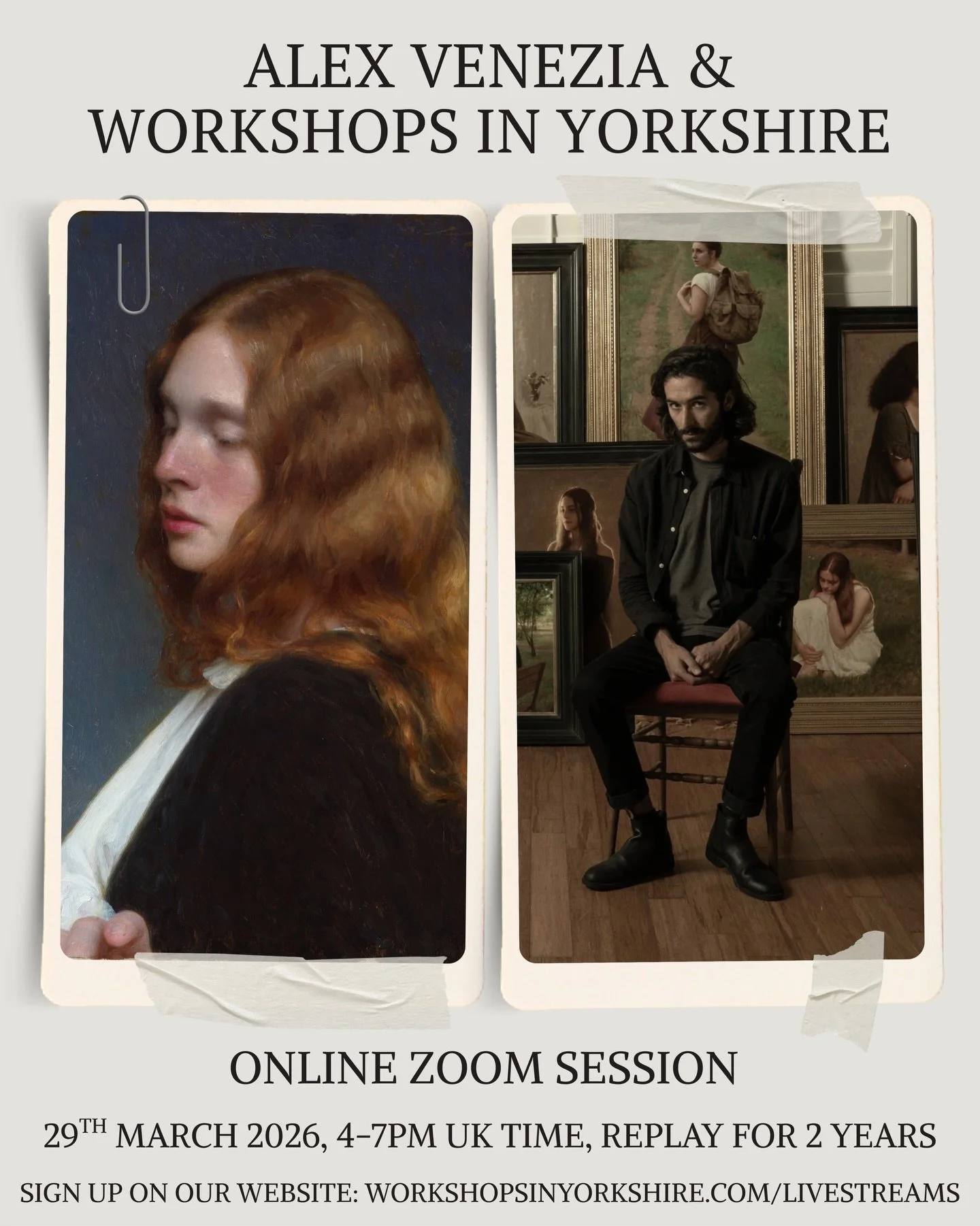 Join Alex Venezia TODAY, from the comfort of your own home whilst we watch Alex paint the portrait from the live model, for 3 hours. @alexjvenezia 

🎨 MEDIUM: OILS

🎨 SKILL LEVEL: ALL LEVELS

🎨 DURATION: 3 HOURS

🕰️ STARTS 4PM UK TIME > check 