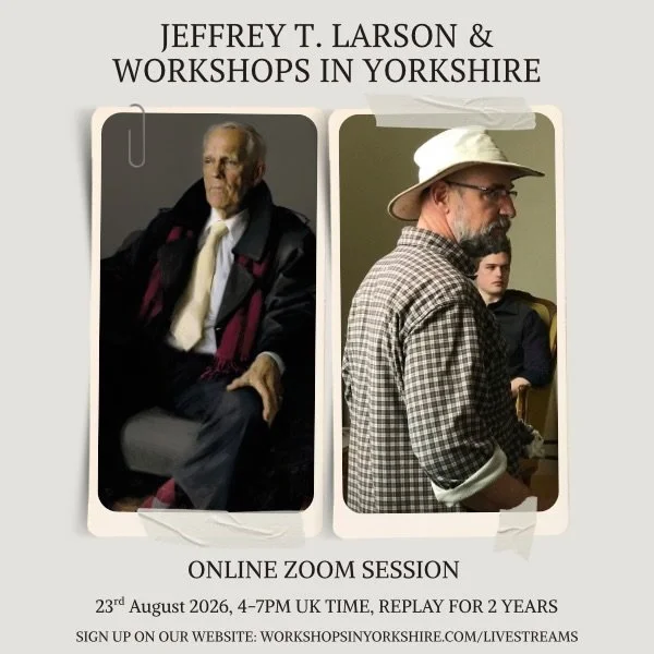 Join Jeffrey T Larson, from the comfort of your own home whilst we watch Jeff paint the portrait from the live model, for 3 hours. @jeffreytlarson 

🎨 MEDIUM: OILS

🎨 SKILL LEVEL: ALL LEVELS

🎨 DURATION: 3 HOURS

🕰️ STARTS 4PM UK TIME 

📺 REWATC