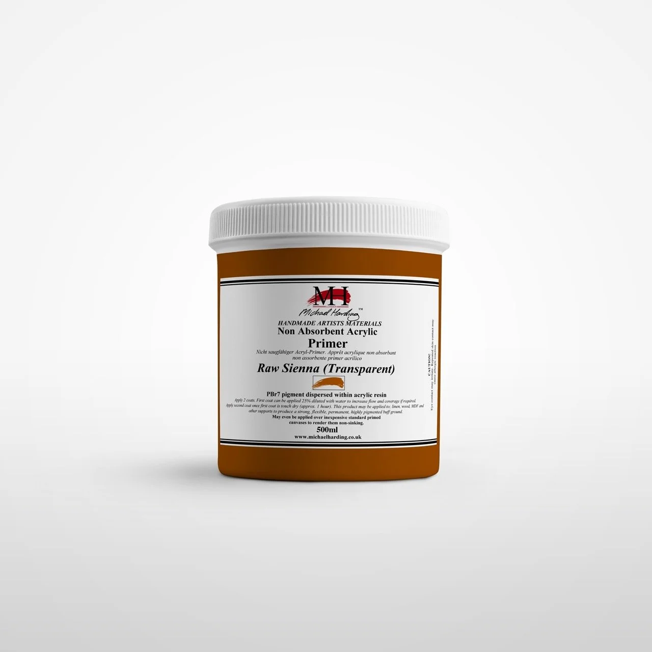 Michael Harding Non-Absorbent Acrylic Primer 500ml - Raw Sienna (Transparent)