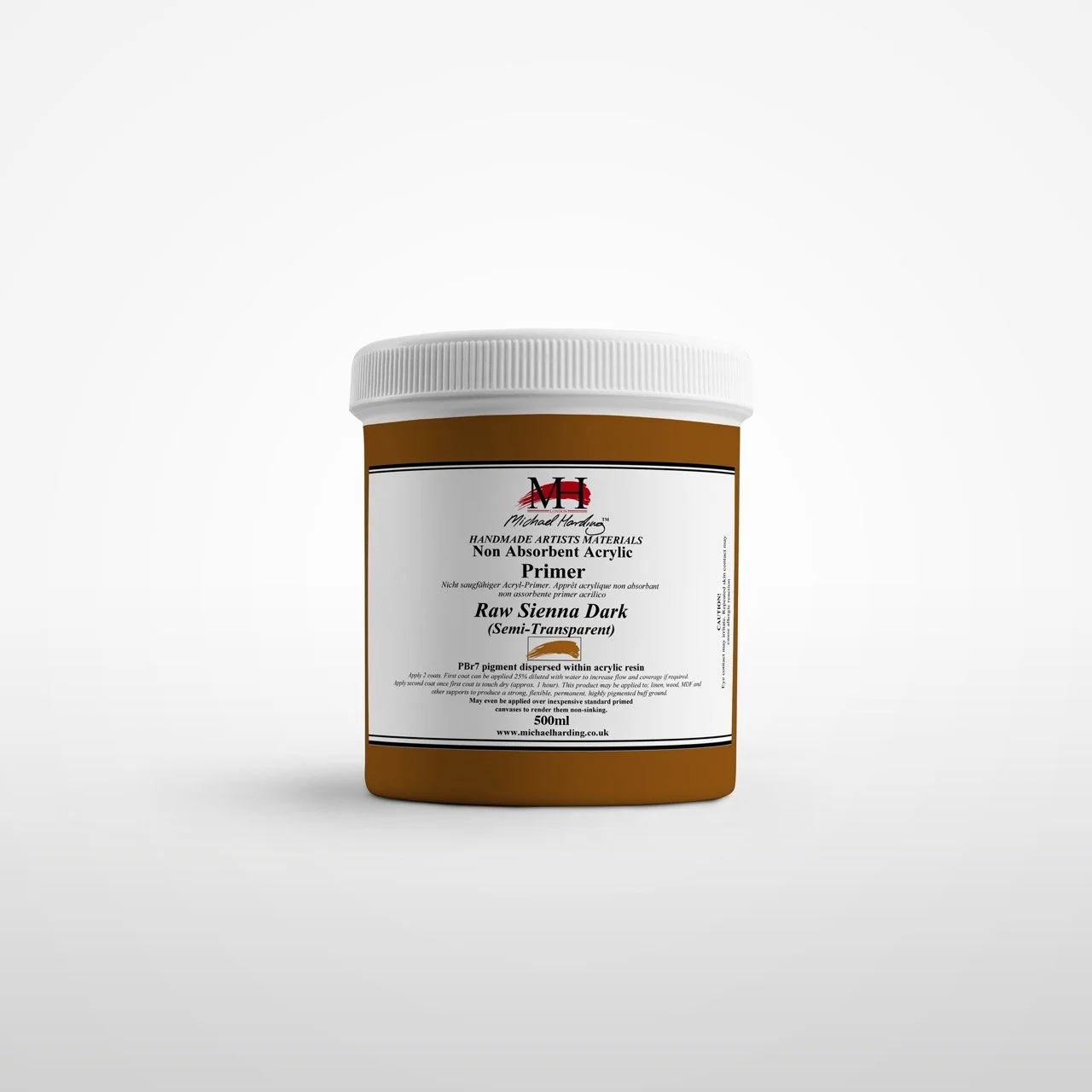 Michael Harding Non-Absorbent Acrylic Primer 500ml - Raw Sienna (Dark)