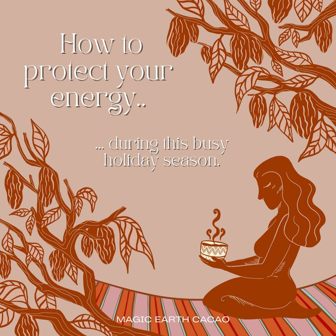 The holidays, though fun-filled and fanciful, can totally drain our energy so protect it, remember you can't pour from a empty cup. Xx

Illustration by @discopaola 

#protectyourenergy #holidayseason #busyseason #recharge #groundingenergy #bestcacao 