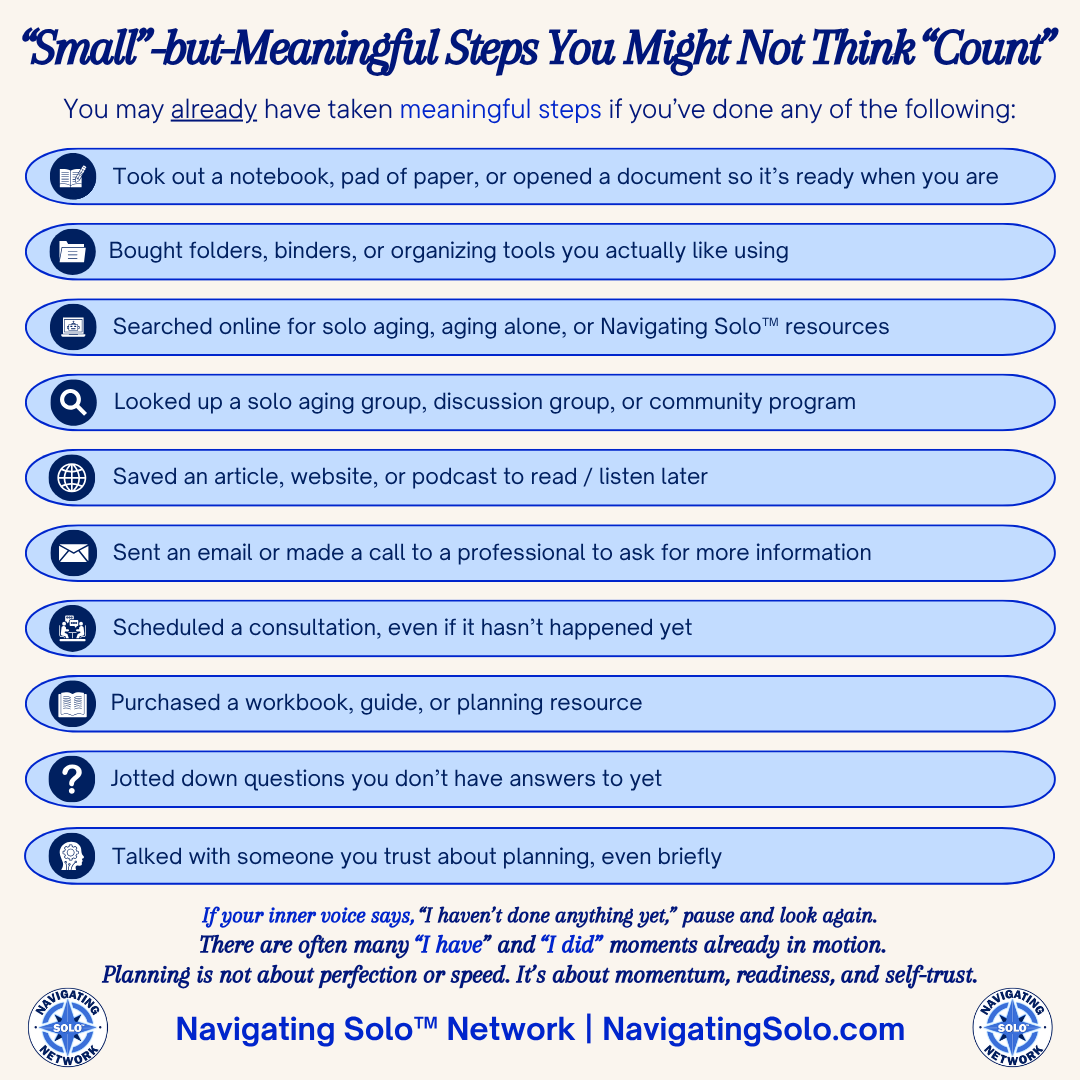 Small But Meaningful Steps in Solo Aging: Celebrate What You Have Already Done
