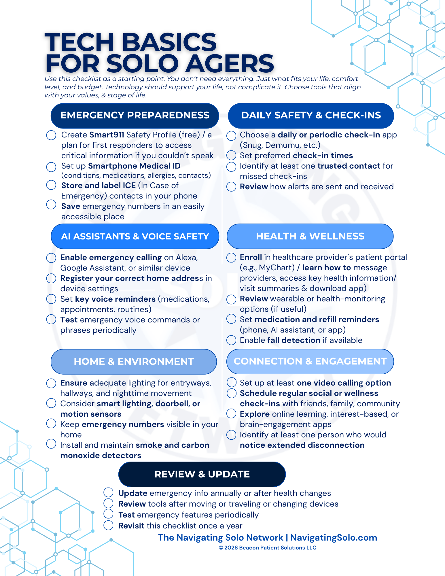 Tech Basics For Solo Agers Checklist