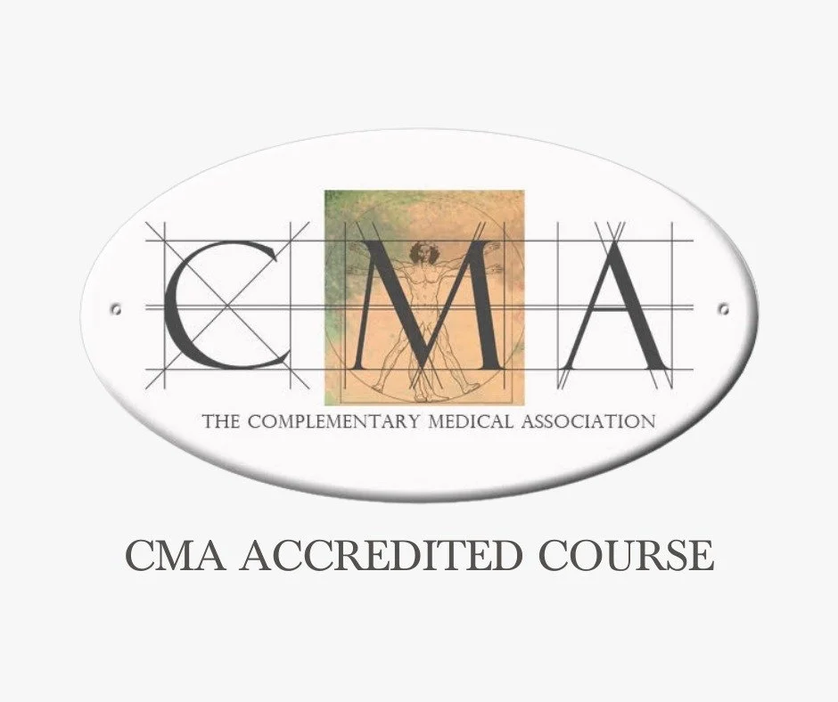 Logo of The Complementary Medical Association with the words, "CMA Accredited Course", showing that the course we offer is a CMA Accredited.