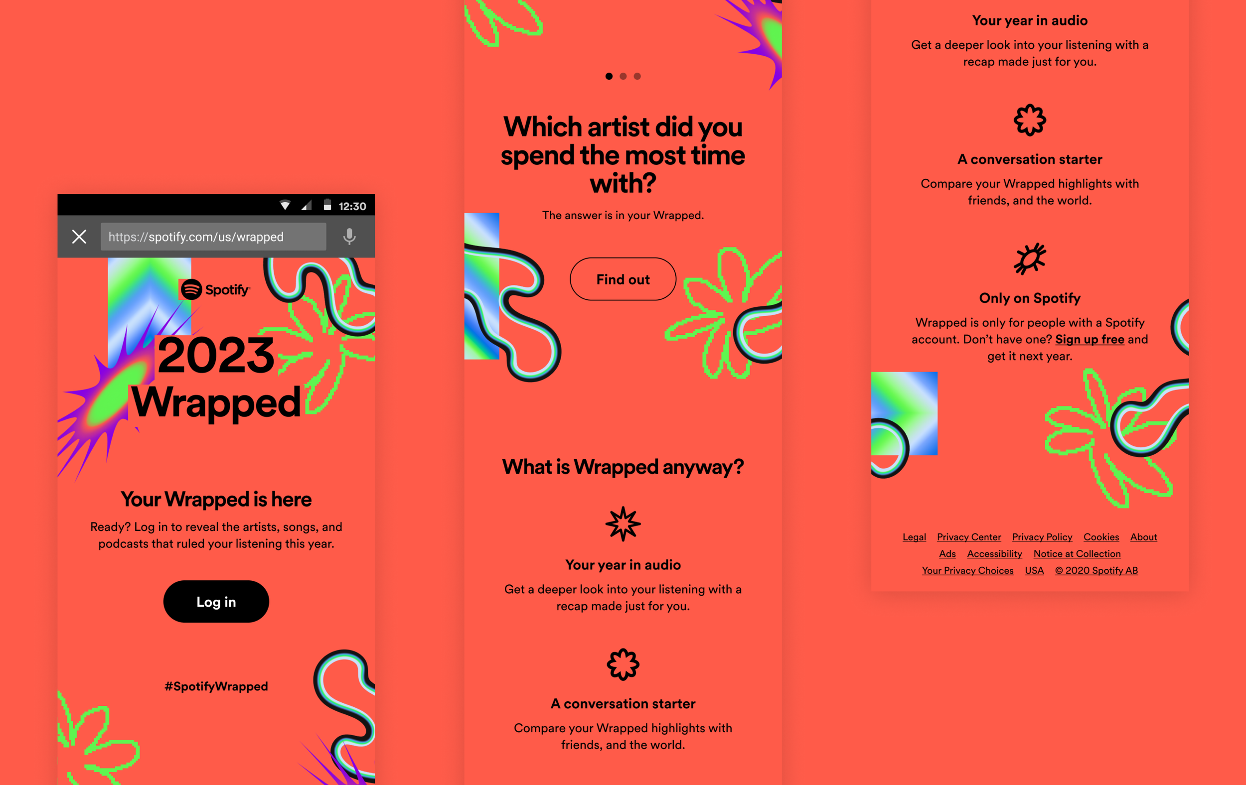 Mobile view of Wrapped web homepage