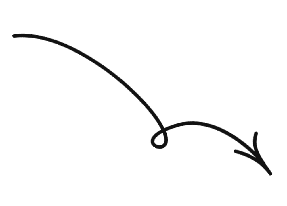 Black arrow curling downward with a tail at the top and pointed tip at the bottom.
