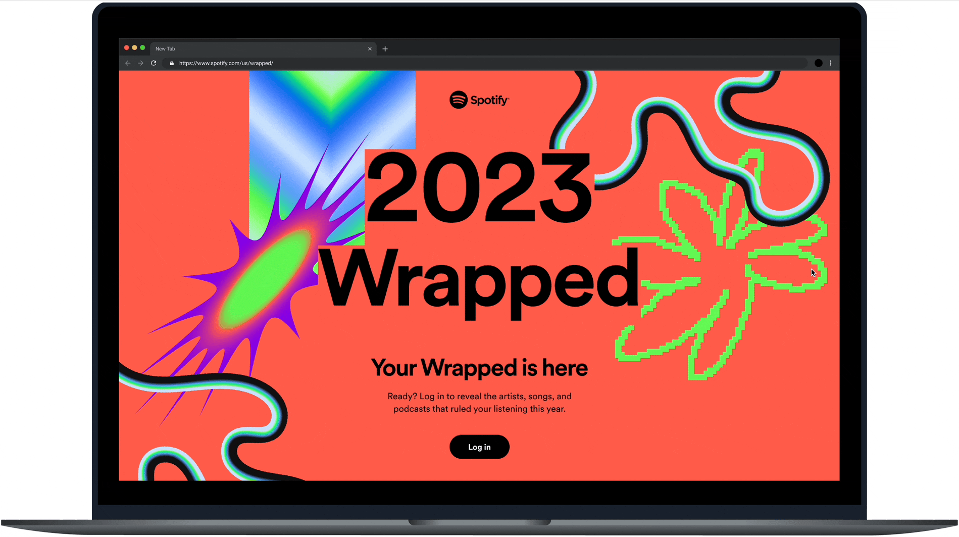 Desktop view of Wrapped web homepage