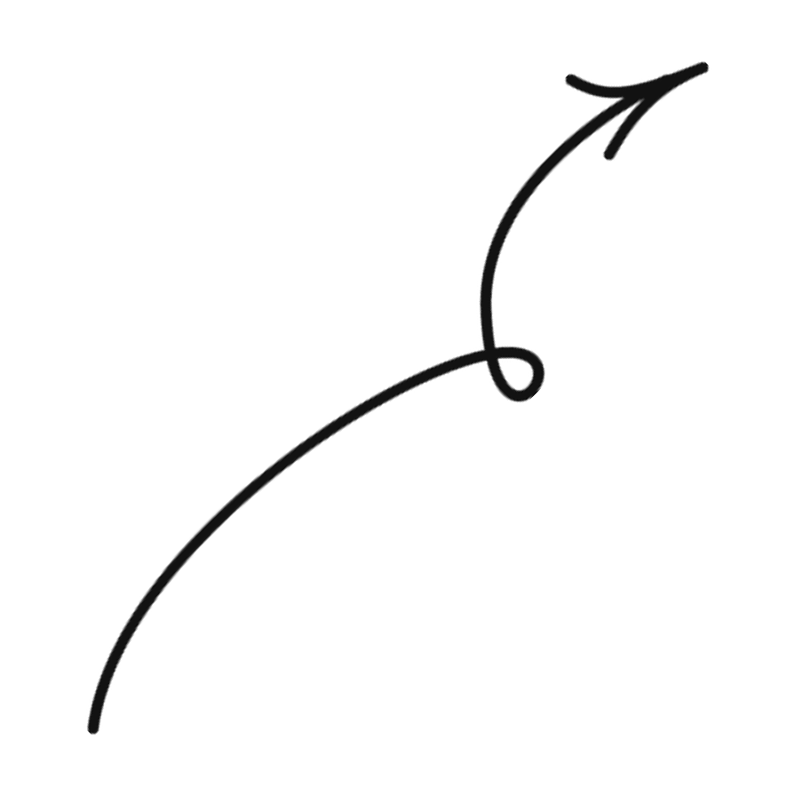 A black string with a looping knot and an arrow pointing upward from the knot.