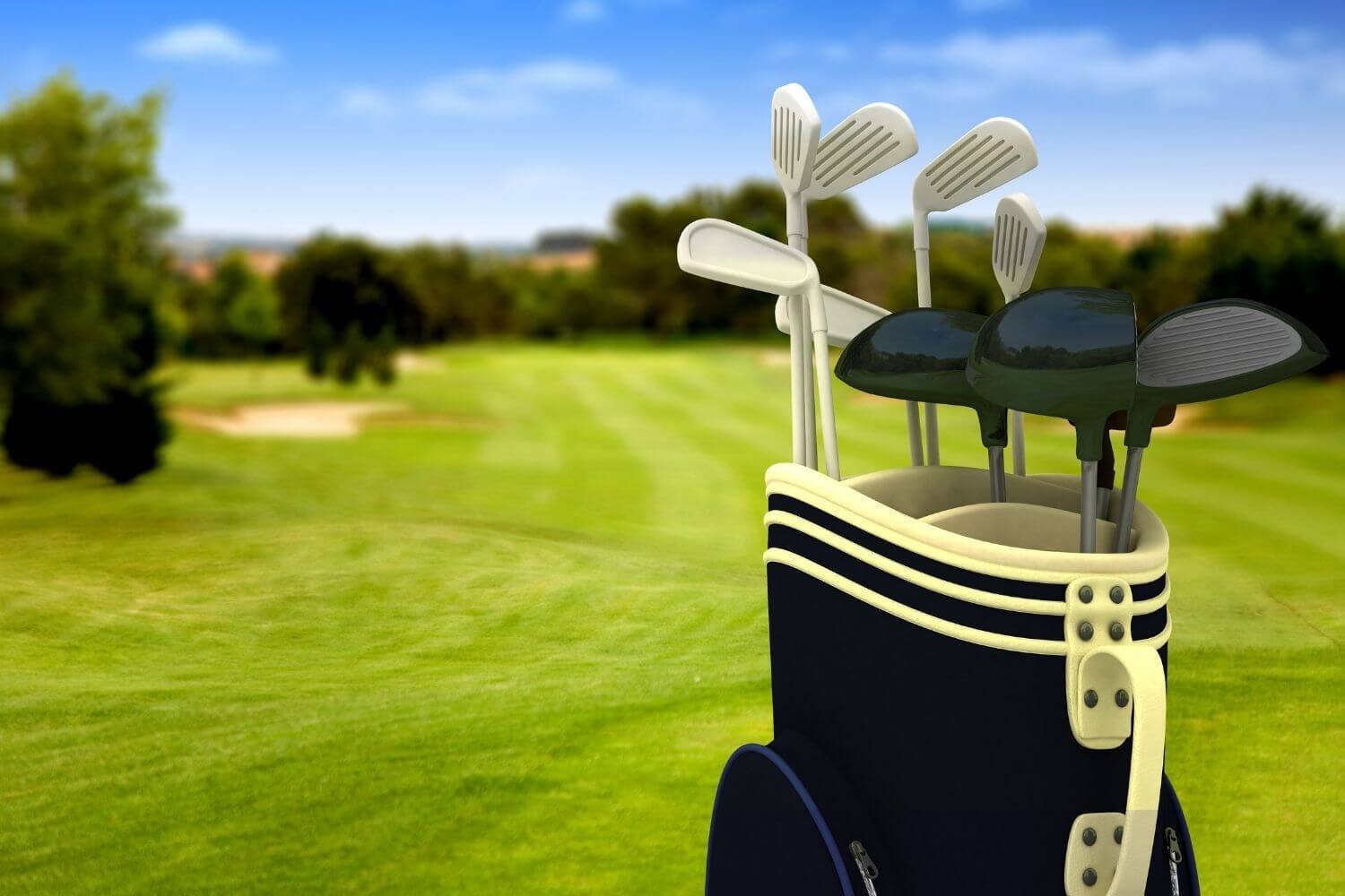 Golf club bag on a par 3 golf course