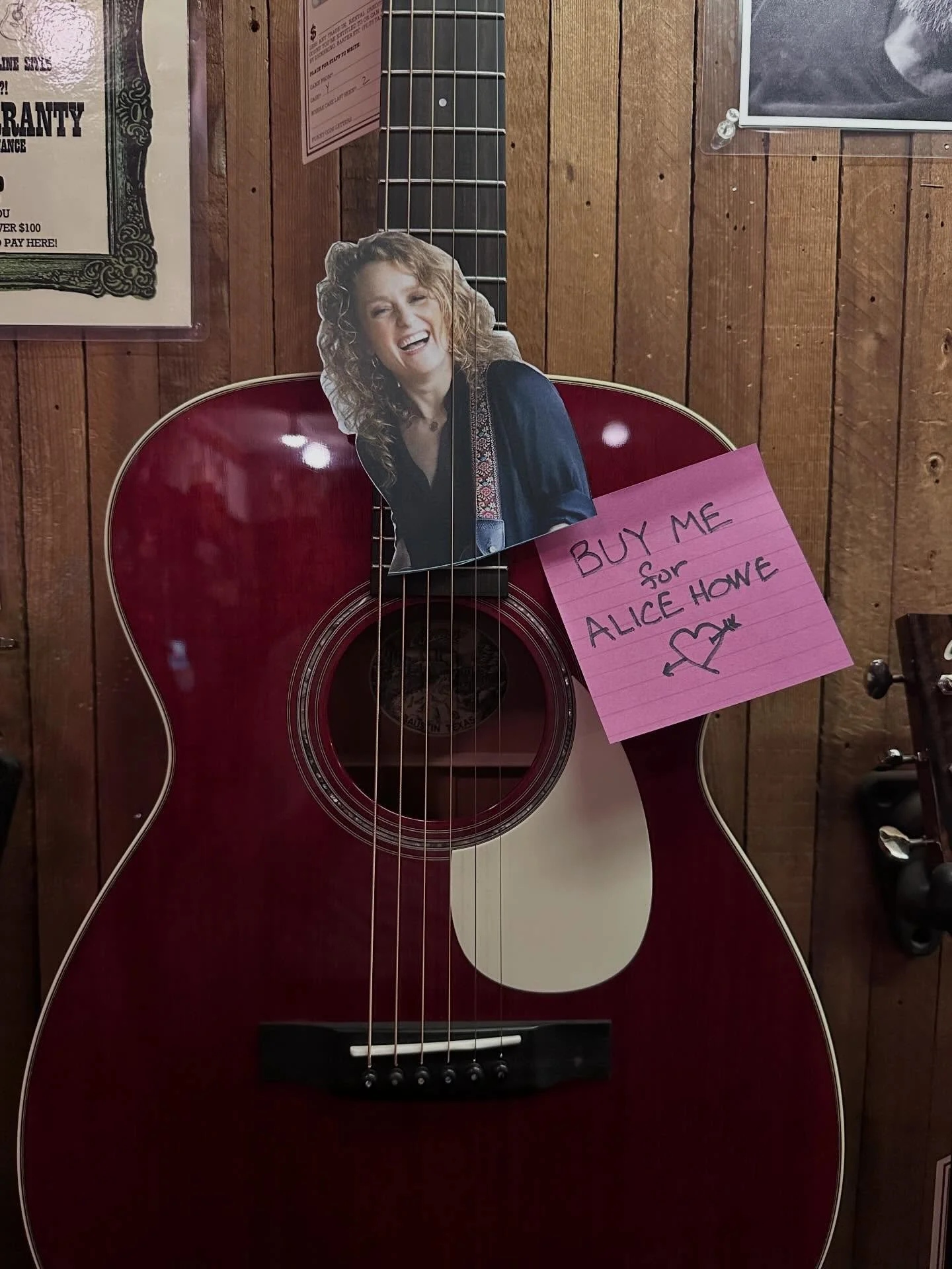 Last night at @mccabesguitarshop was one for the books. Thank you to all who came out. Freebo and I especially loved playing the new songs for you. They even made this sign for me on the red @collingsguitars that I&rsquo;m obsessed with 😆