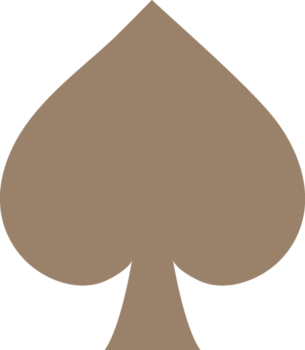 A spade, one of Elena Lee's signature brand icons.