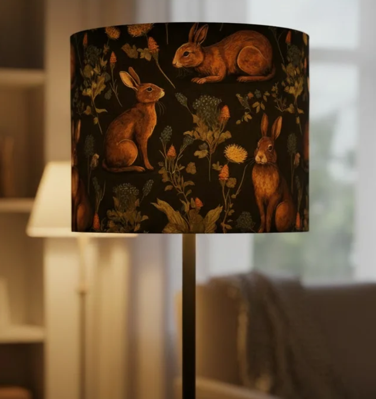 Rabbit Garden Lampshade by Honeychurch Elora
