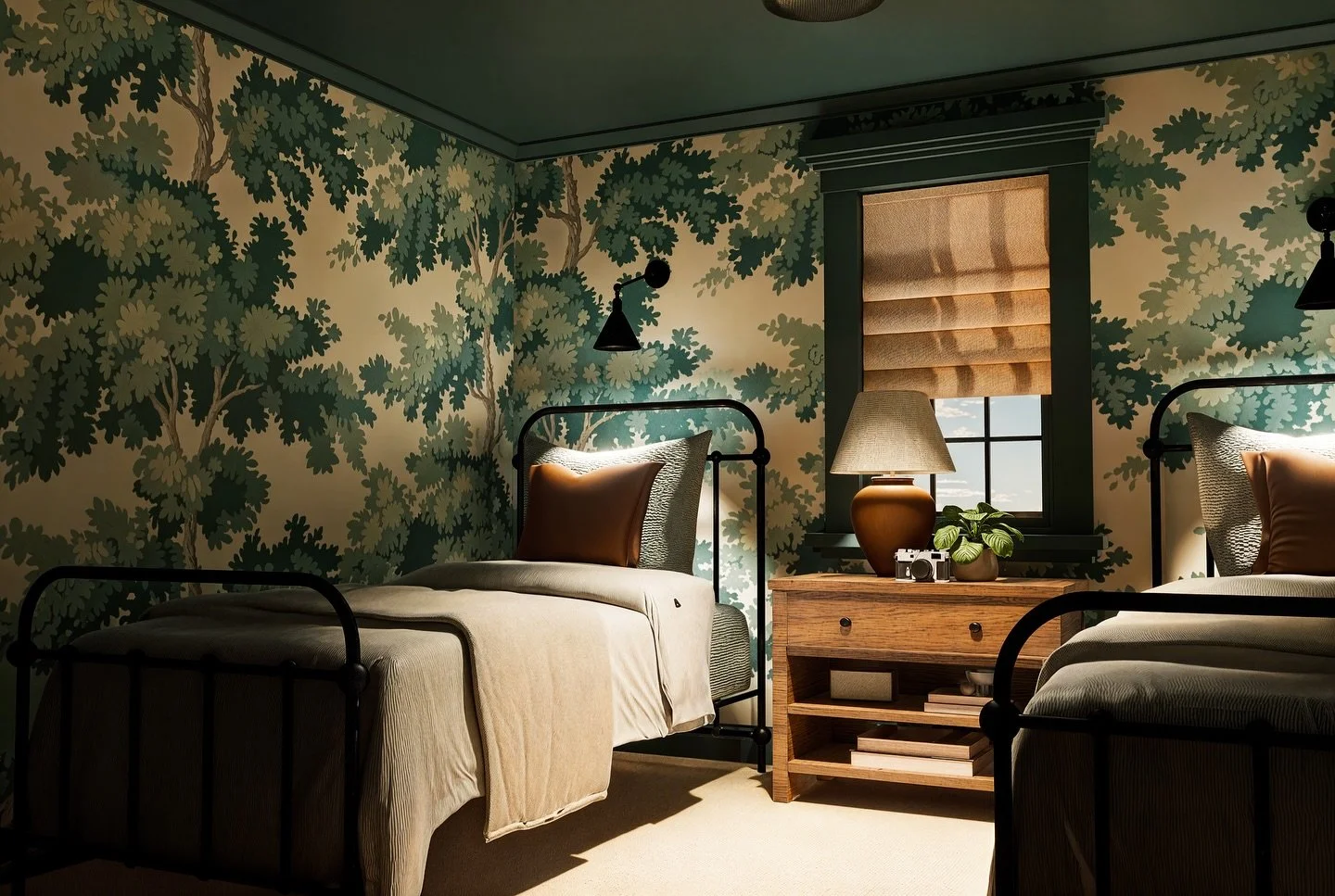 Fun wallpaper and bold paint colours anyone? One of my favourite combinations in a space is using fun wallpaper and a bold contrasting colour to add some drama and fun to any space✨

#bluetickstudio #bluetickstudiodesign #bedroom #bedroomdesign #wall