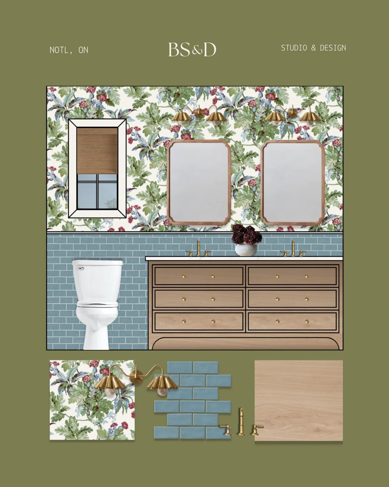 I love wallpaper. 
I love fun coloured tiles. 
I love brass.
I love this bathroom. 

#bluetickstudiodesign #bathroominspiration #yorkwallcoverings #wallpaper #ensuitedesign