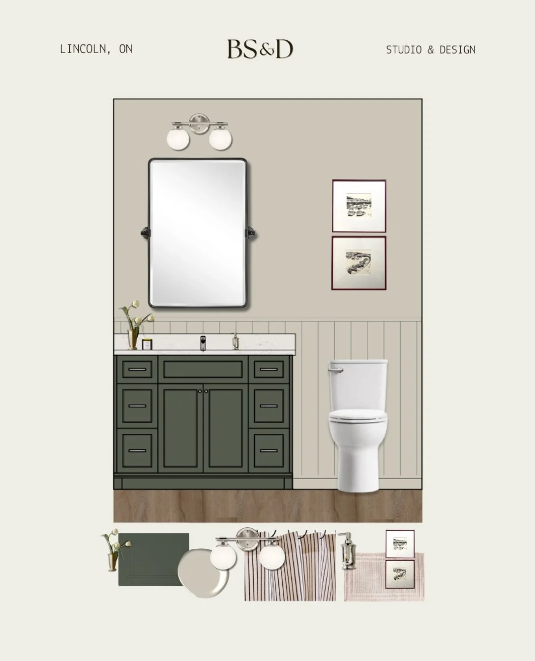 Deep vintage green cabinetry, warm wood tones, and some classic tones. Still some details to sort out, but the vision is coming to life🤩 

#bathroomdesıgn #vintagevogue #classicdesign #bathroomrendering #greencabinets