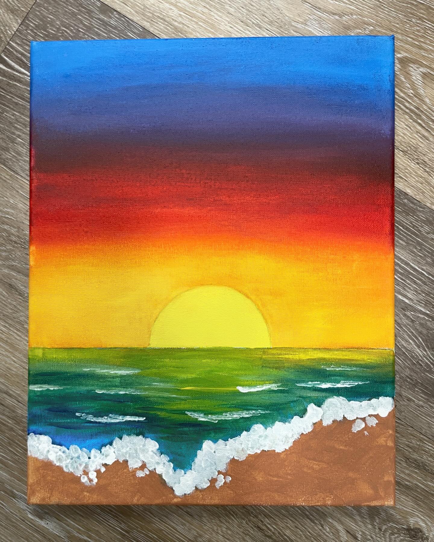 Let&rsquo;s go!!! Here is a variation of the palm tree painting. I&rsquo;m kind of loving that red in the sunset!

#paintparty #artonthego #artyparty #beachscene