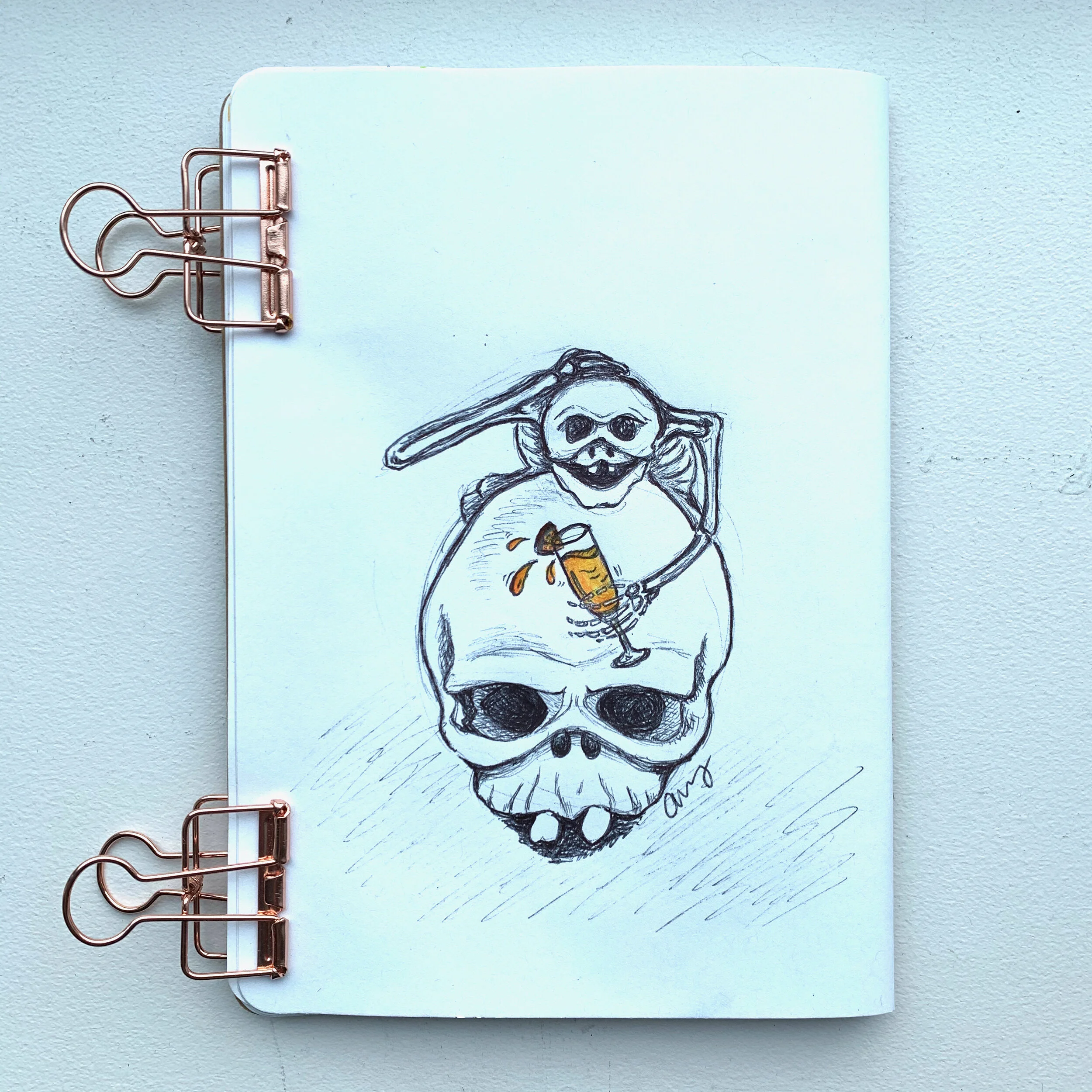 Inspired by 'Skeleton Astride a Skull, late 18th–early 19th century, Japan' @ The Met