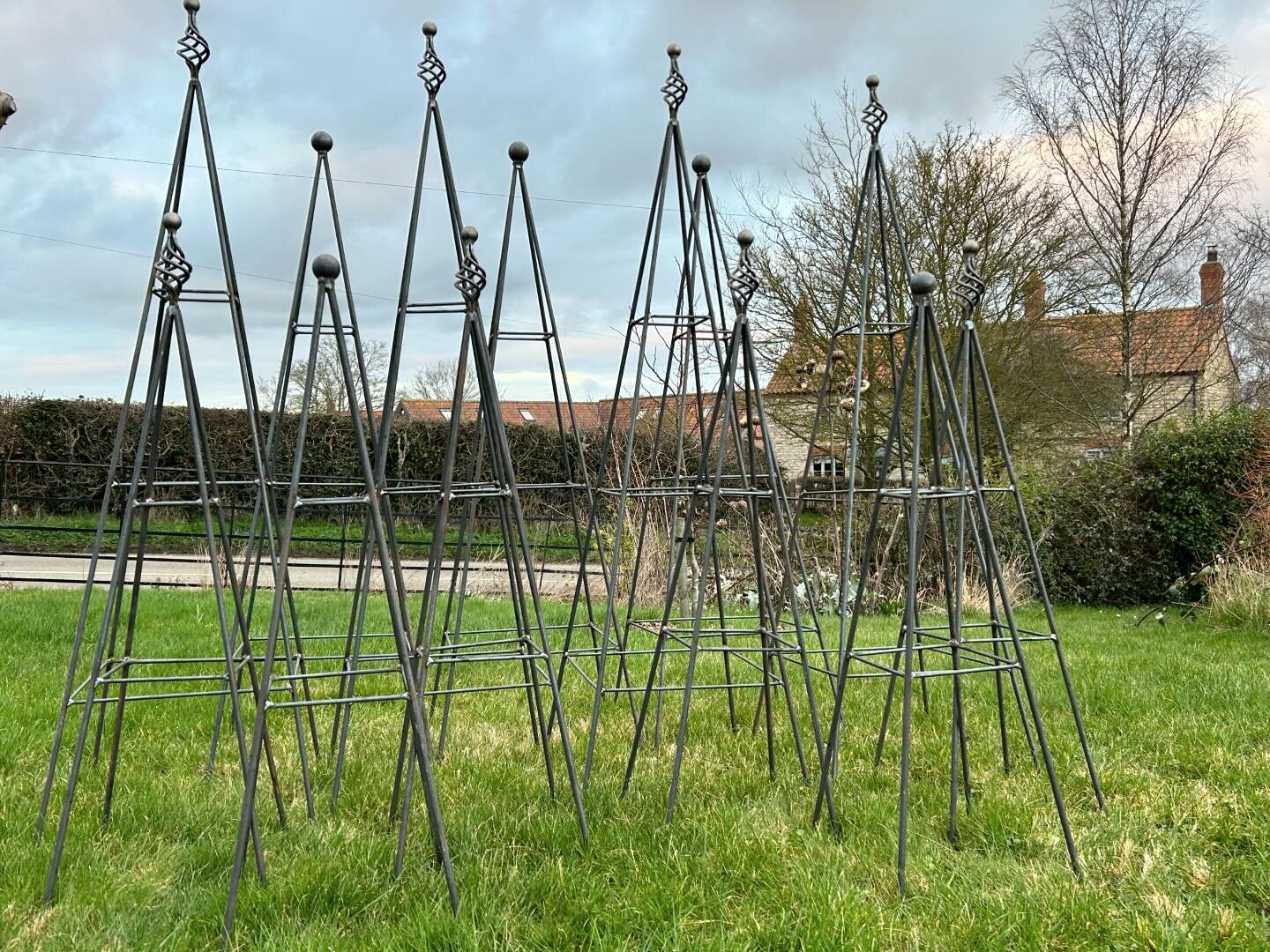 Busy day in the workshop today. Made a forest of #obelisk. 
Our customers have been asking for obelisk so we have created a simple design with a decretive top to match our garden stakes. 

Details will be on the website one I figure out how to take d