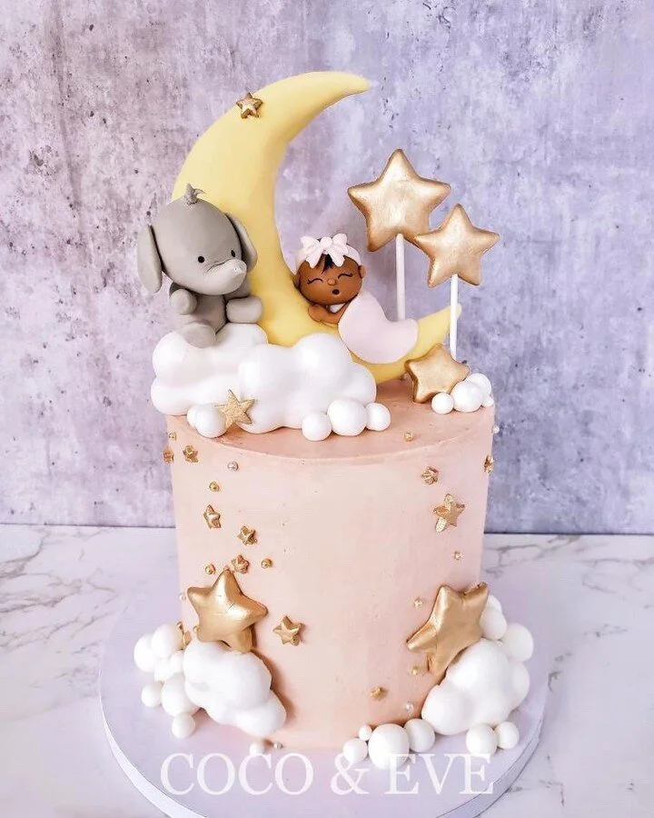 &quot;You are my sun, my moon, and all of my stars.&quot; - E.E. Cummings

When your loved ones are expecting a sweet bebe, you order them the most adorable #babyshowercake with a handmade fondant cake topper to help them celebrate! 

🎂 Lemon cake +