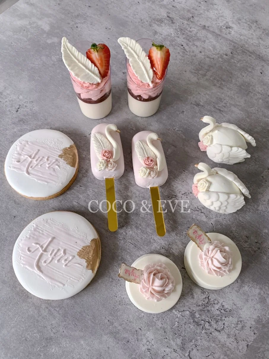 Coco & Eve Cakes + Chicago + Custom cakes + Custom desserts + custom macarons + custom sweets tables + cakesickes + swan party