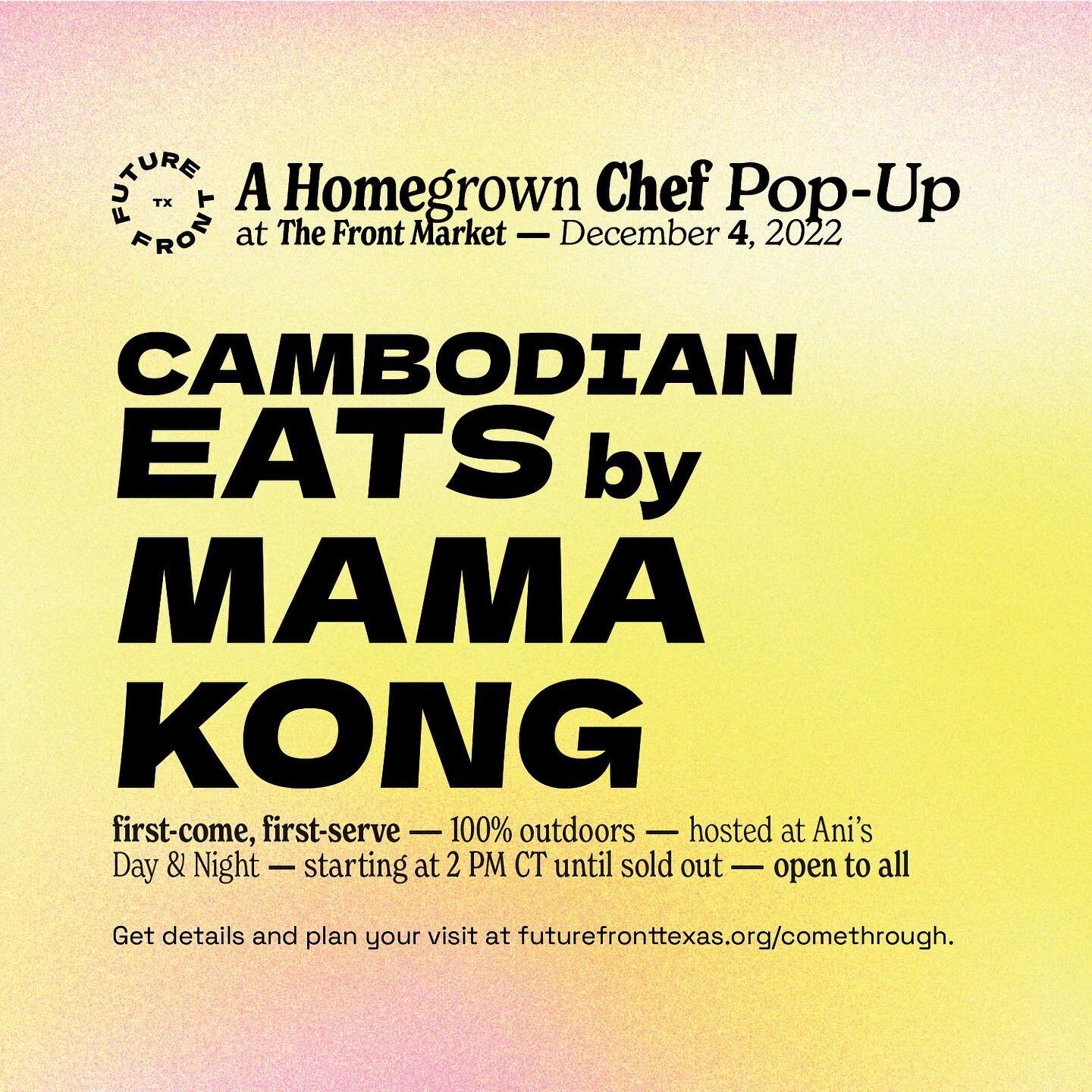 🍜 Popping up this afternoon from 2pm to sold out is the not to be missed @mamakongcambodian with dishes to warm you up 

It&rsquo;s also your second to last chance to shop @thefront.market and support 40+ local businesses and creatives all in one pl