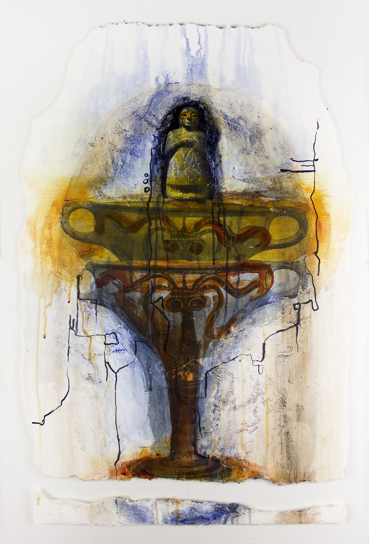 "Composition #5" - 2018, paper, ink and acrylic on PVC, 36x24in.