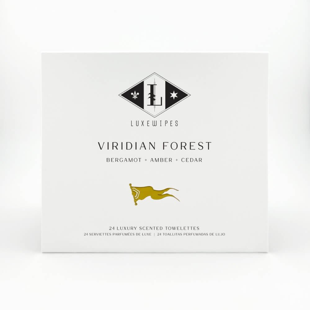 Viridian Forest, Bergamot, Amber and Cedar, Luxewipes, Luxe Wipes, Luxury Towelettes, Luxury Wipes, Beautiful Gift, Hostess Gift, Host Gift, Perfect Gift, Cotton, Biodegradable, Individually wrapped
