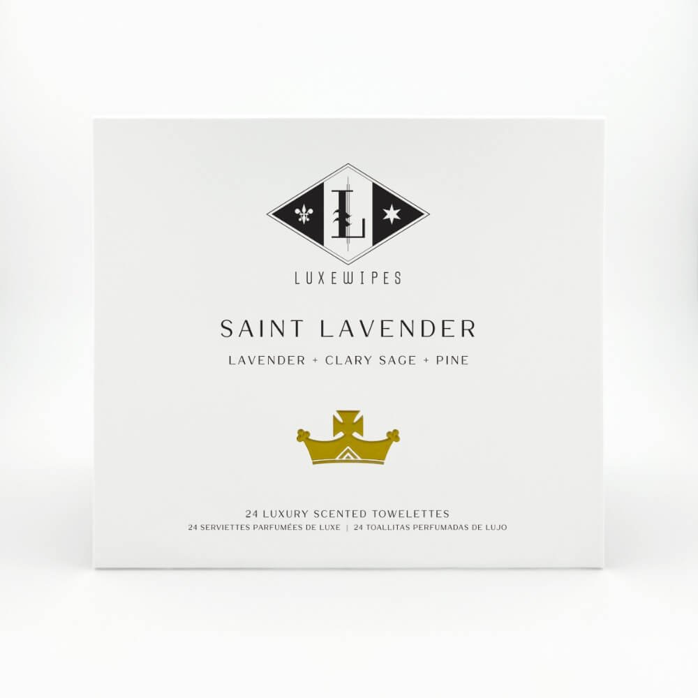 Saint Lavender, Lavender, Clary Sage and Pine, Luxewipes, Luxe Wipes, Luxury Towelettes, Luxury Wipes, Gift, Hostess Gift, Host Gift, Perfect Gift, Cotton, Biodegradable, Individually wrapped