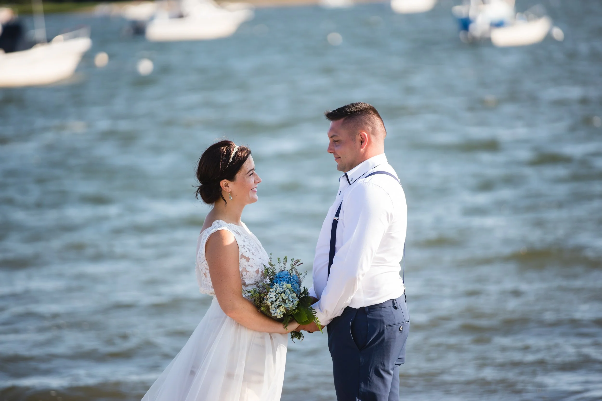 Vow Renewal ceremony on marina Cape Cod