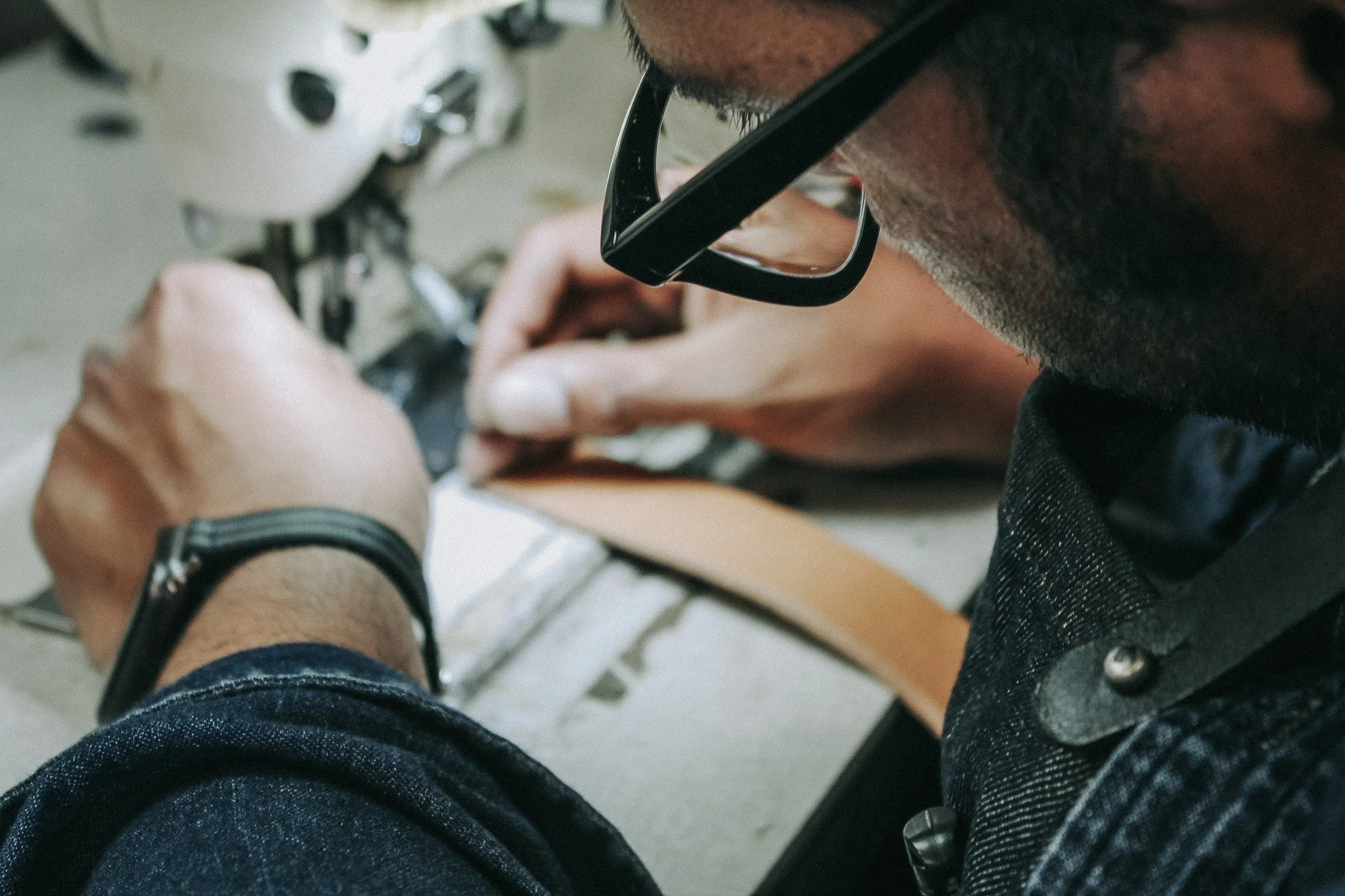Stitching down a strap