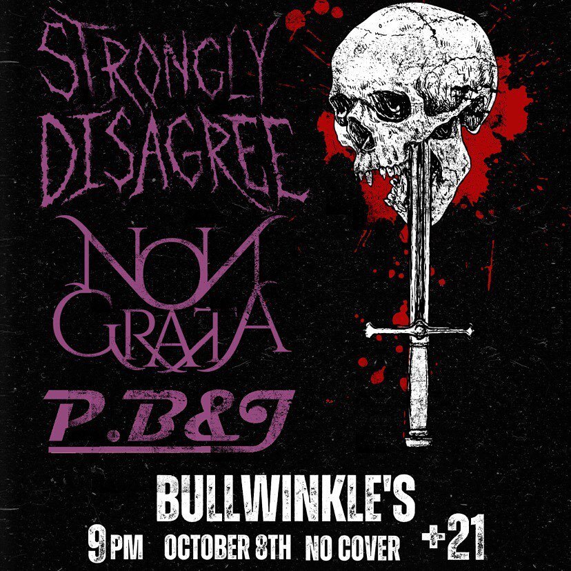MINNEAPOLIS!!

We are making our debut Bullwinkles on Saturday, October 8th with our new friends in Strongly Disagree and P.B&amp;J! We are so stoked to finally get up North and we hope you will come out to party with us! 
#minneapolis #livemusic #me