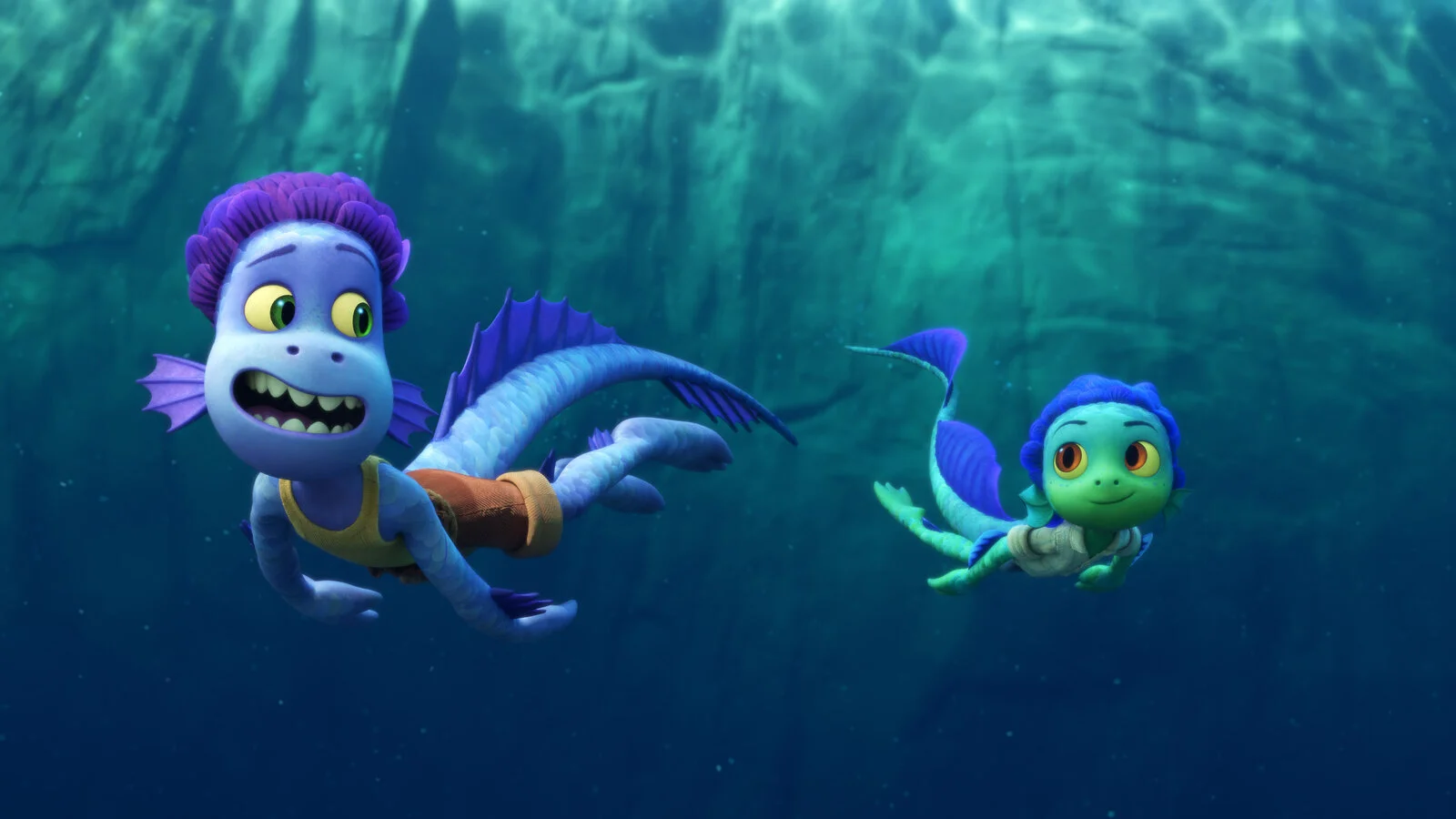 Alberto and Luca in sea monster form.