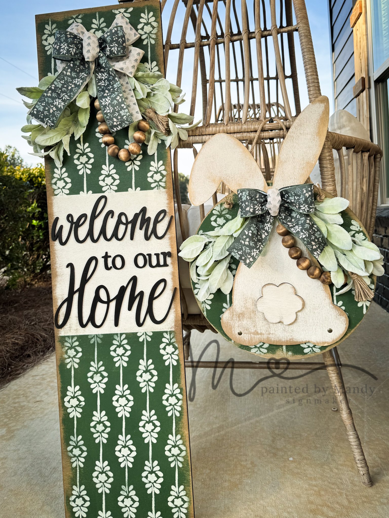 Ready to ship - Green Vintage Bunny Set