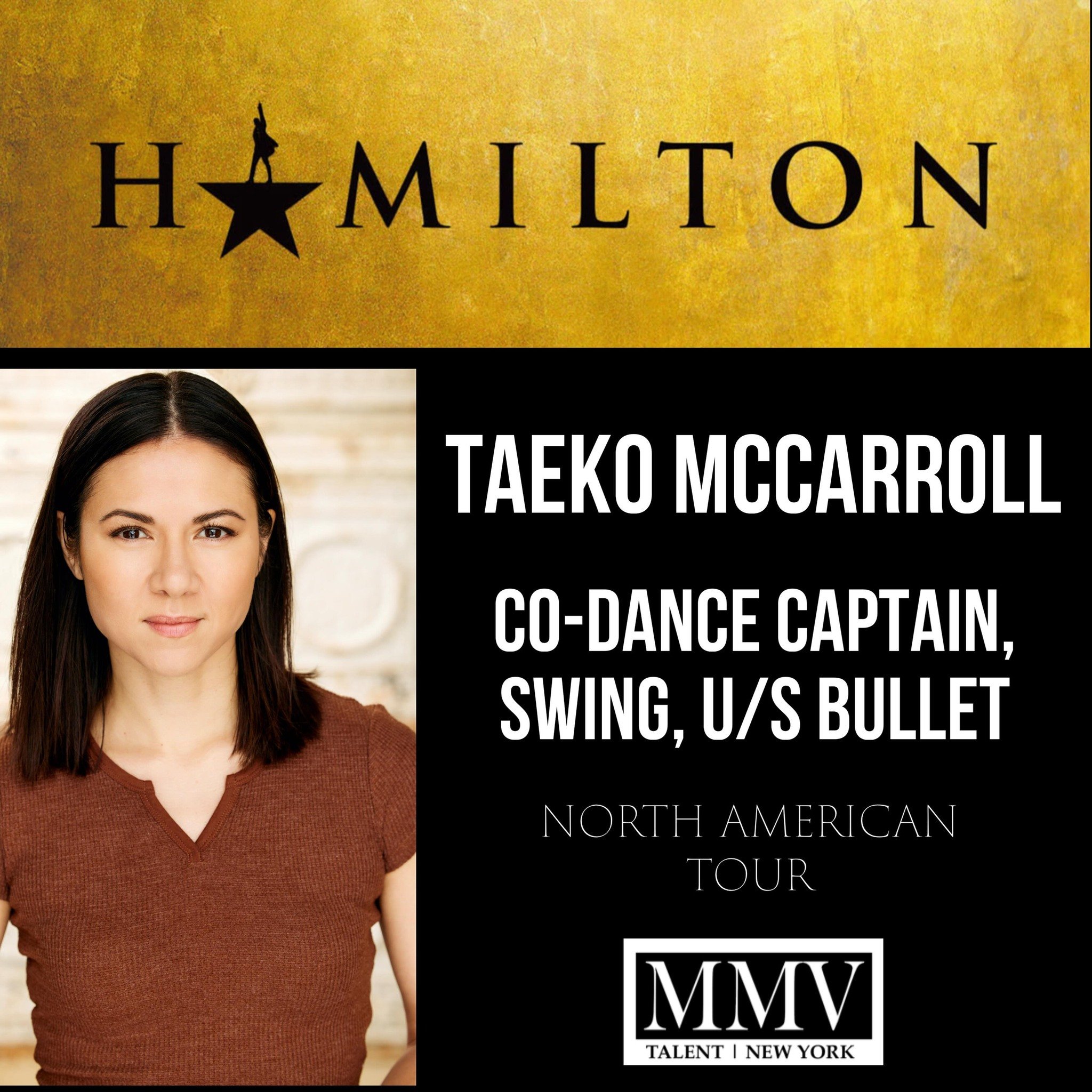 Taeko McCarroll is taking on a new role or we should say roles in Hamilton on Tour. Congratulations!!! 🤩
@taekomccarroll 

#mmvtalent