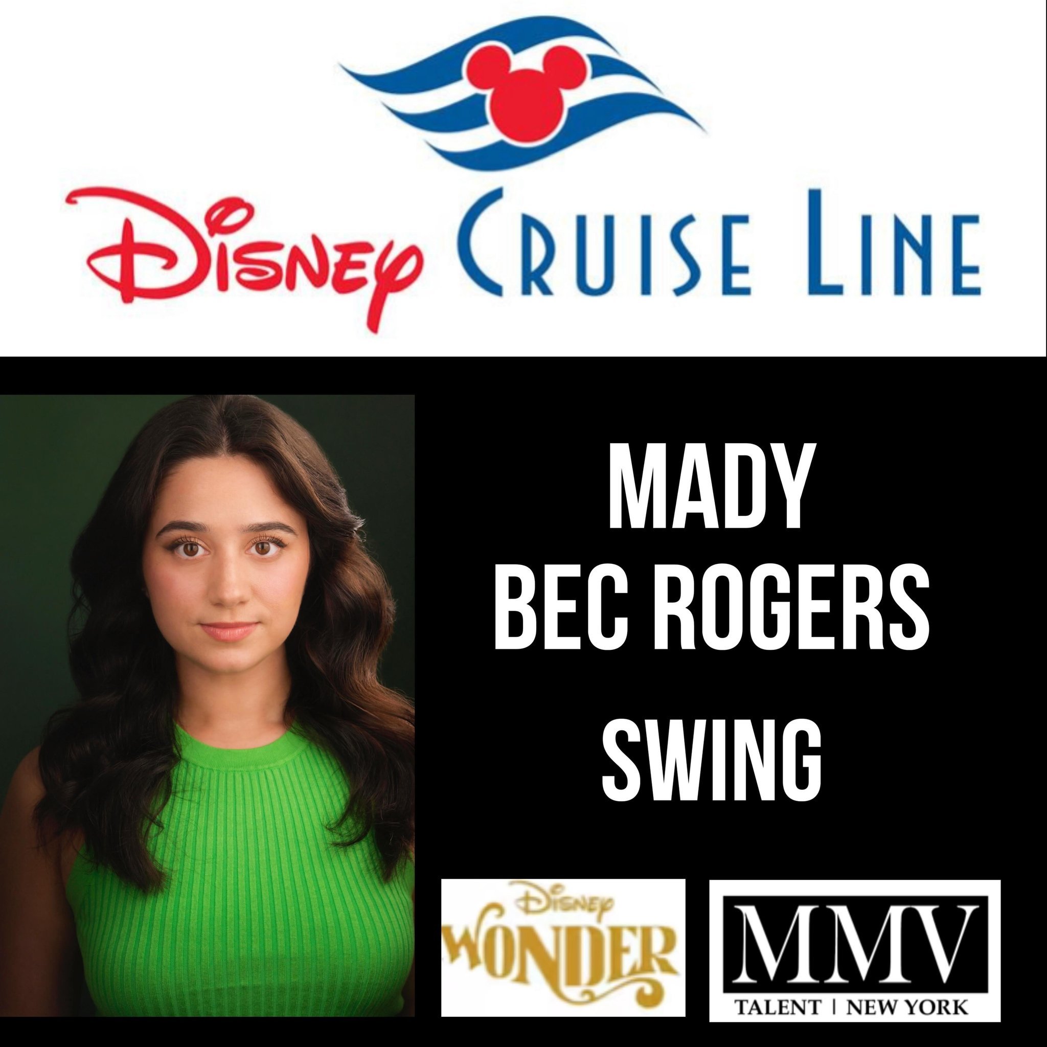 MADY BEC ROGERS will be setting sail with Disney Cruise Line this June! Go Mady.🚢
@madybecrogers 

#mmvtalent