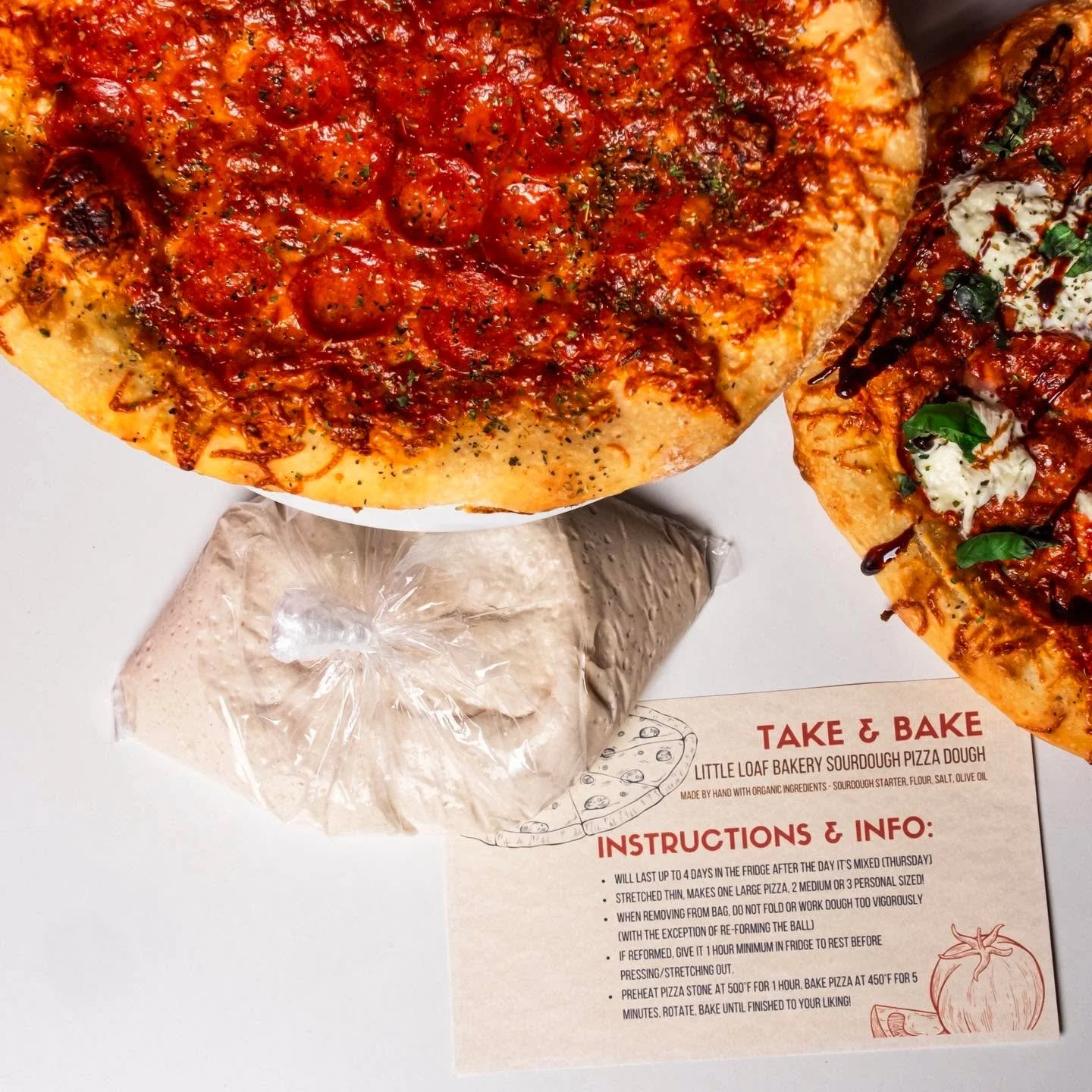 Potential for snow and ice this weekend? Nothing some homemade pizza can&rsquo;t fix! 🍕

Our Take and Bake Sourdough Pizza Dough is the perfect no-brainer dinner. Snag some this week and check at least one meal off of your list.

Available Thursday-