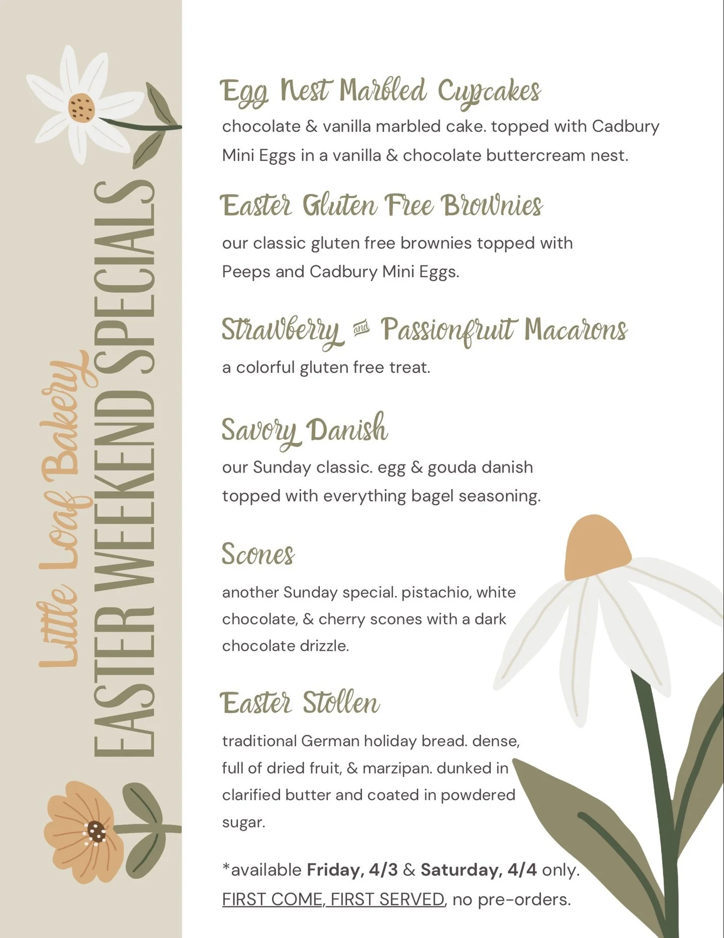 What's new this Easter weekend!? 🐣➡️

We've got Easter treats hitting the pastry case, including a new (gluten free) special&mdash; MACARONS! Stop by Friday or Saturday to grab yours, but hurry all Easter specials are first come, first served!