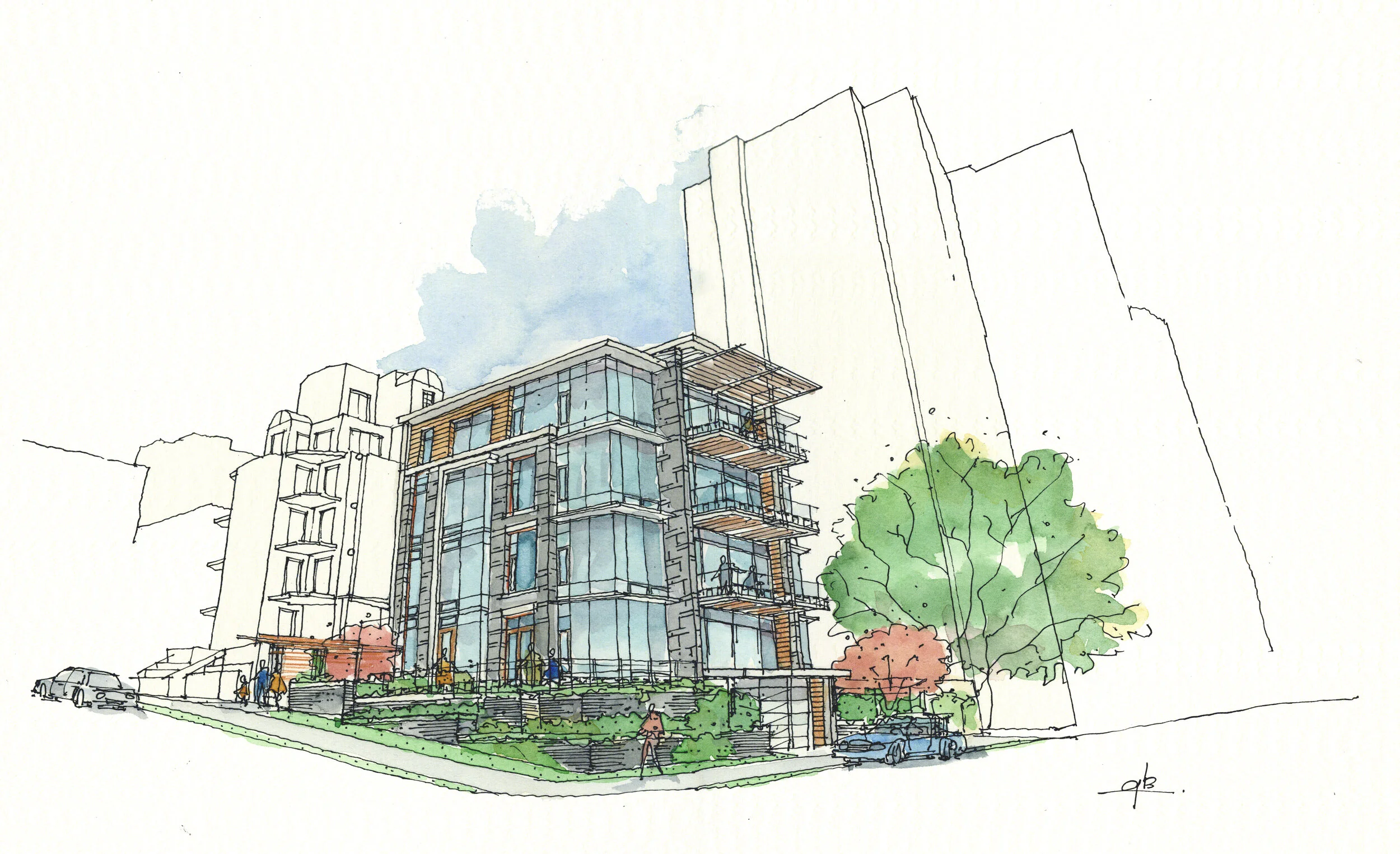 Eventide: Design Concept: Gregory Borowski with Gina Lyons + Colin Merriam at Merrick Architecture for Deecorp. Perspective: Gregory Borowski. Watercolour: Bette Adams 201