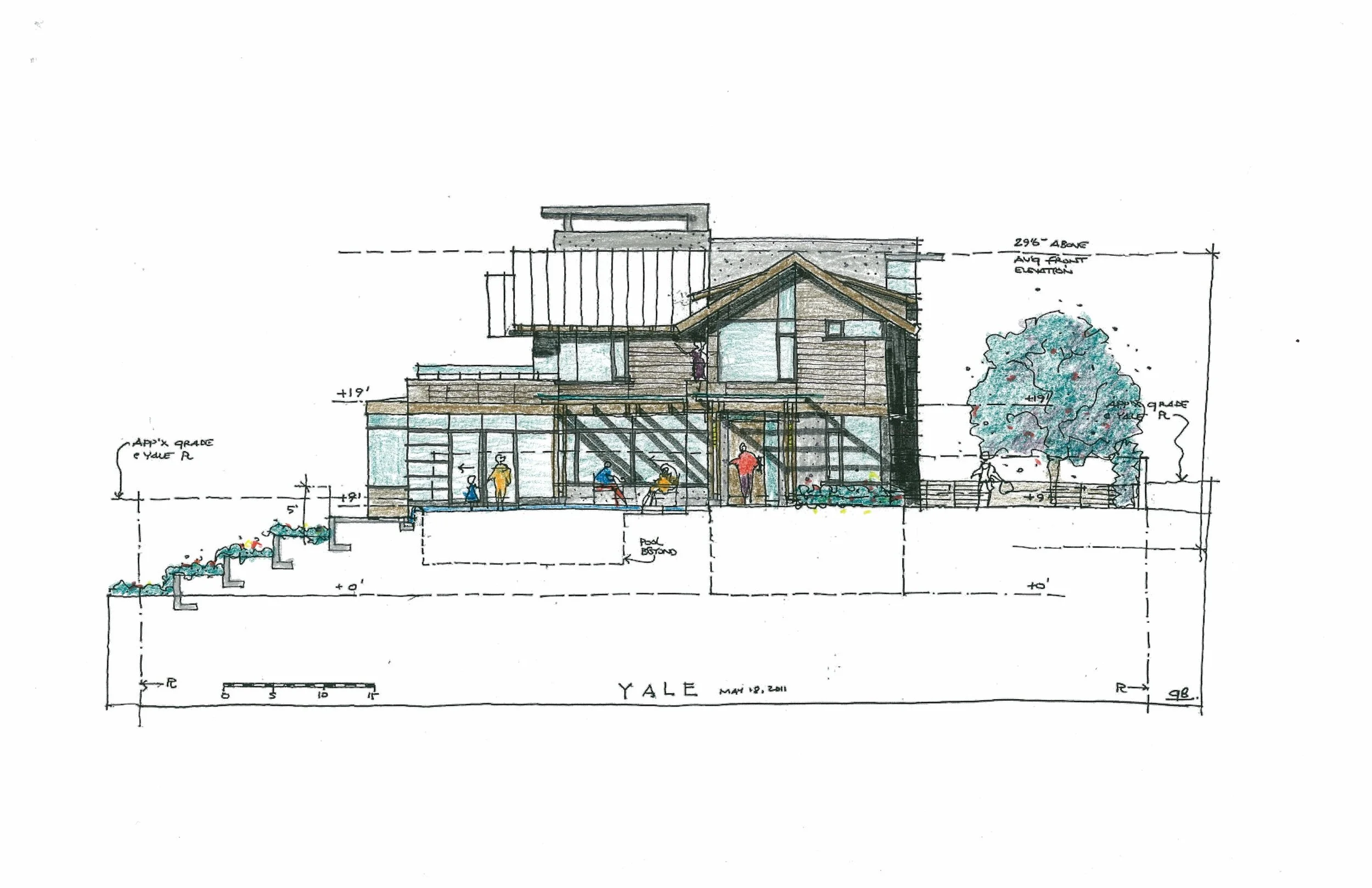 Mike Bosa Family House: S Elevation. Design Concept: Gregory Borowski at Merrick Architecture for Mike Bosa Family. Colour Elevation: Gregory Borowski 2014