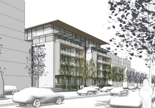 441 W 41st: View NE from W 41st Ave. Design Concept: Gregory Borowski at Merrick Architecture for Westshire. Sketchup Model: Jeff Piper 2014