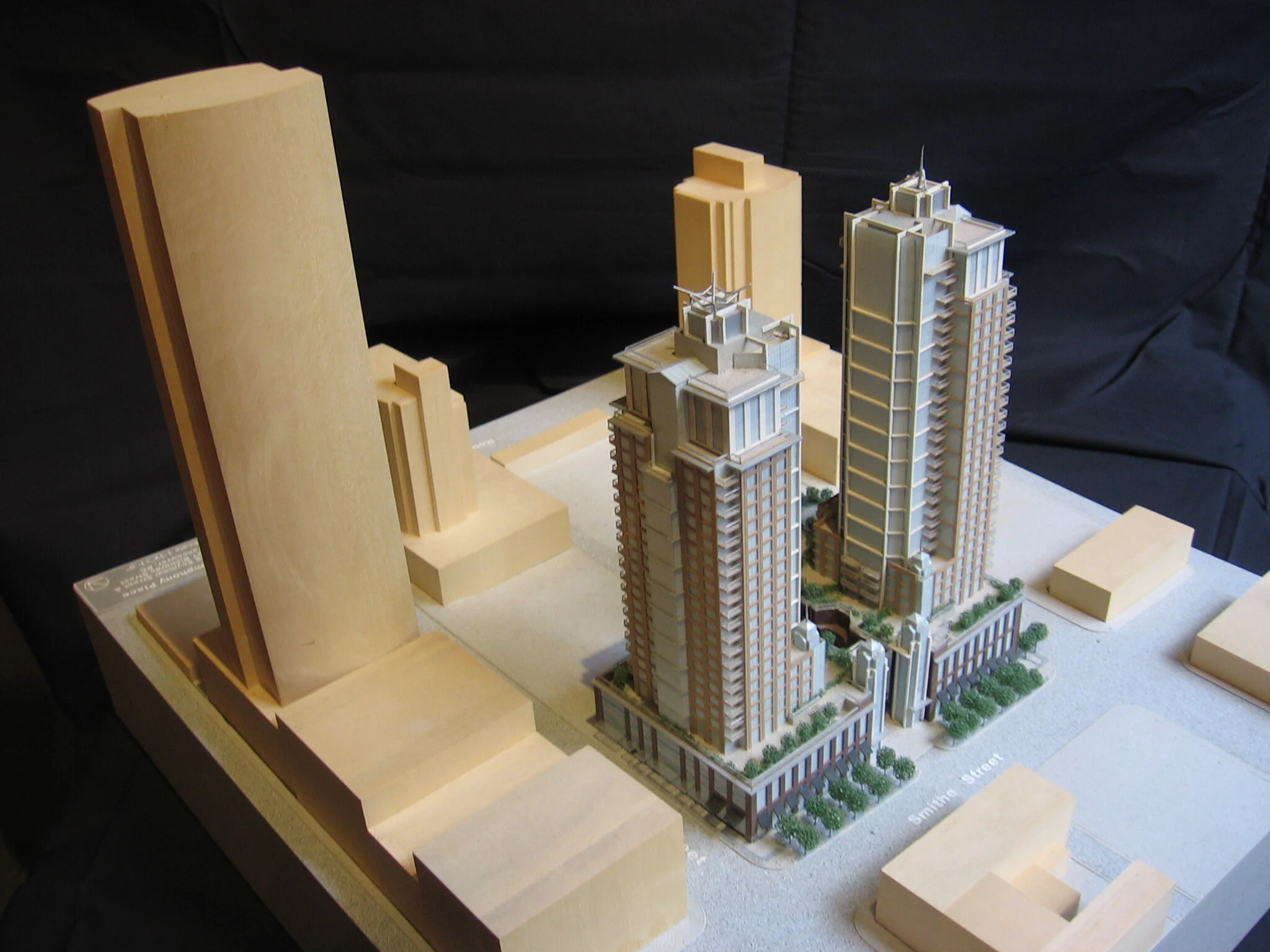 Symphony Place: View East to Model on Smithe Street. Design Concept: 
Paul Merrick. Executive Architect: Gregory Borowski at Merrick Architecture for Solterra. Photo: Gregory Borowski 2012