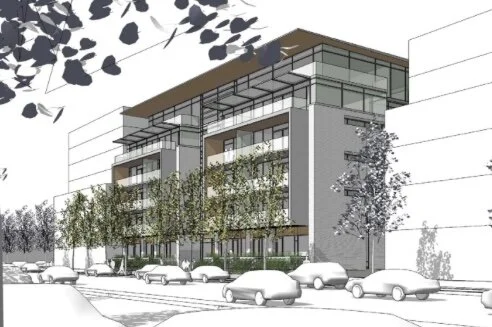 441 W 41st: View NW from W 41st. Design Concept: Gregory Borowski at Merrick Architecture for Westshire. Sketchup Model: Jeff Piper 2014