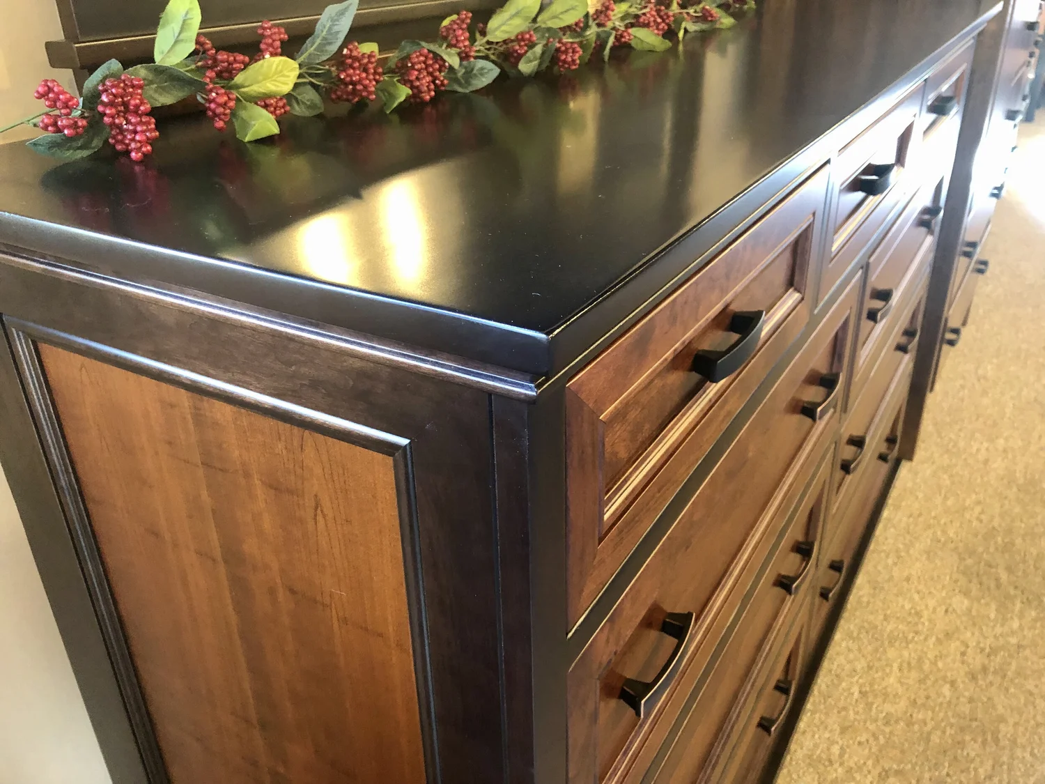 Brooklyn 9 Drawer Tall Dresser w/Mirror  Oak Specialists Furniture