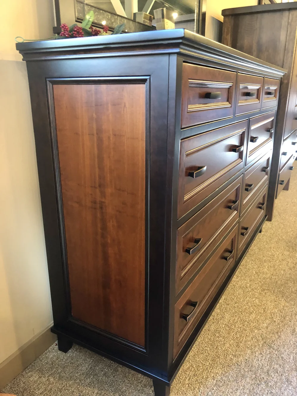 Brooklyn 9 Drawer Tall Dresser w/Mirror  Oak Specialists Furniture