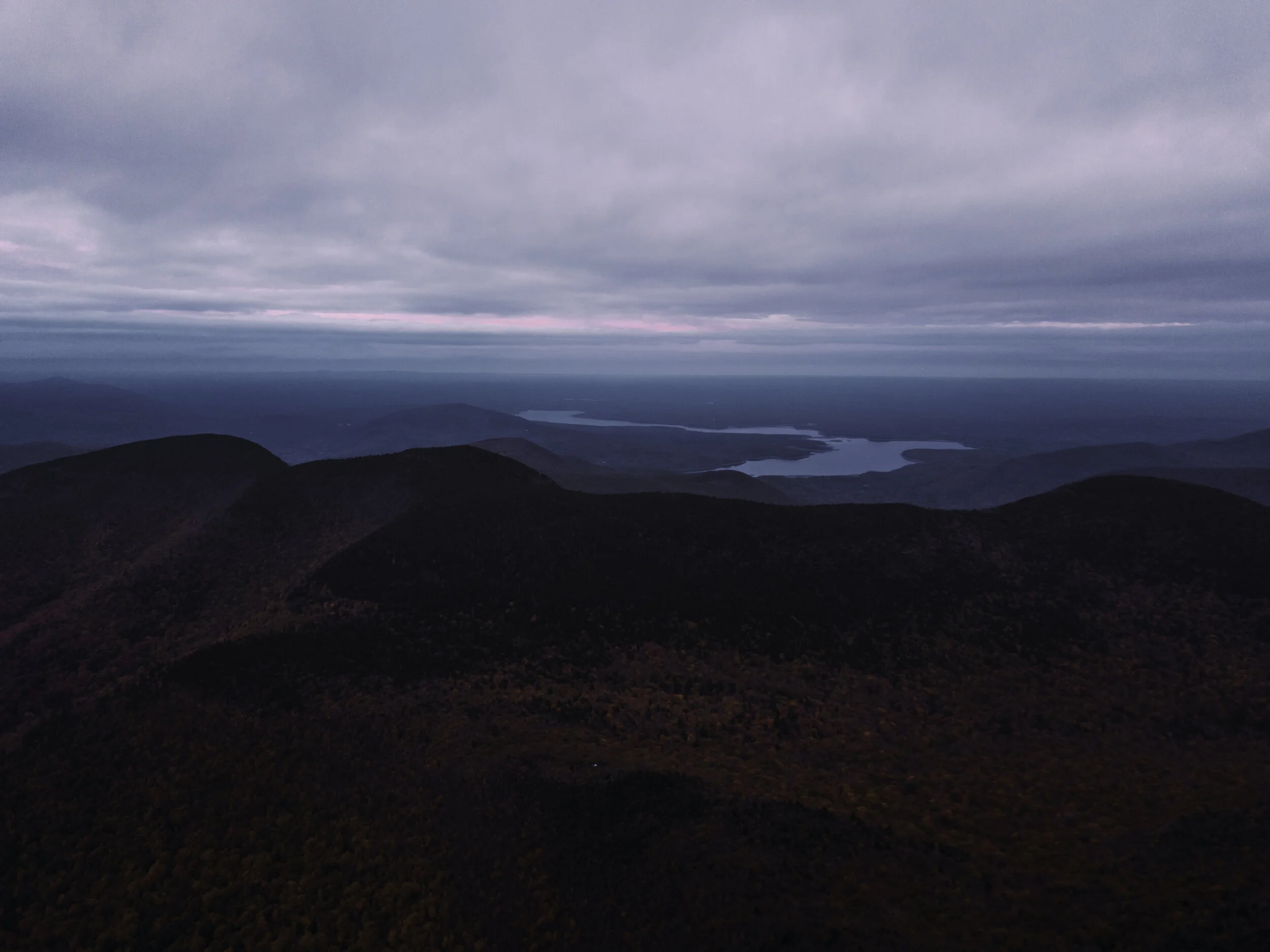 catskills hiking in new york during blue hour
