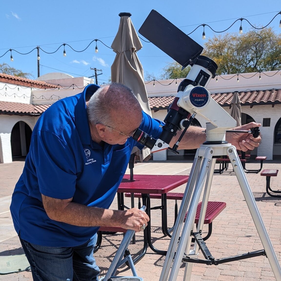 If was a great morning at our Memory Cafe! Thanks for bringing your solar telescope, Claude! We're all looking forward to next week's solar eclipse!