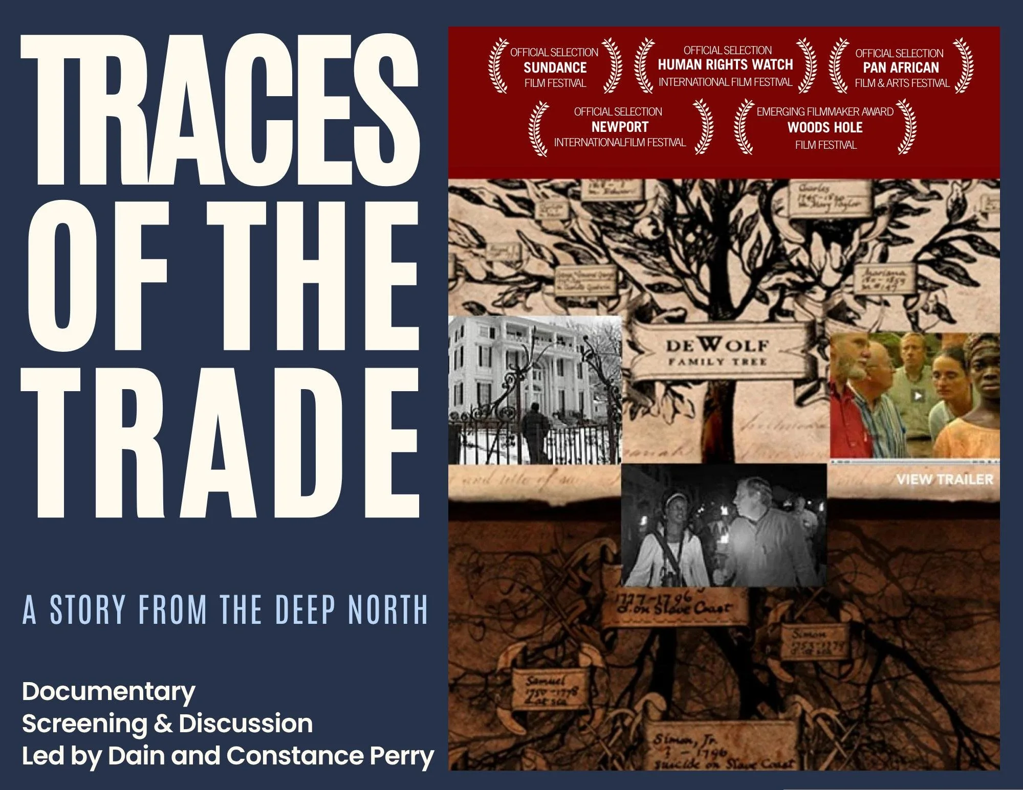 Join us this Friday, August 14 at 6:00 PM in the Sanctuary for a special screening and discussion of Traces of the Trade: A Story from the Deep North.

This powerful documentary follows filmmaker Katrina Browne and nine of her cousins as they retrace