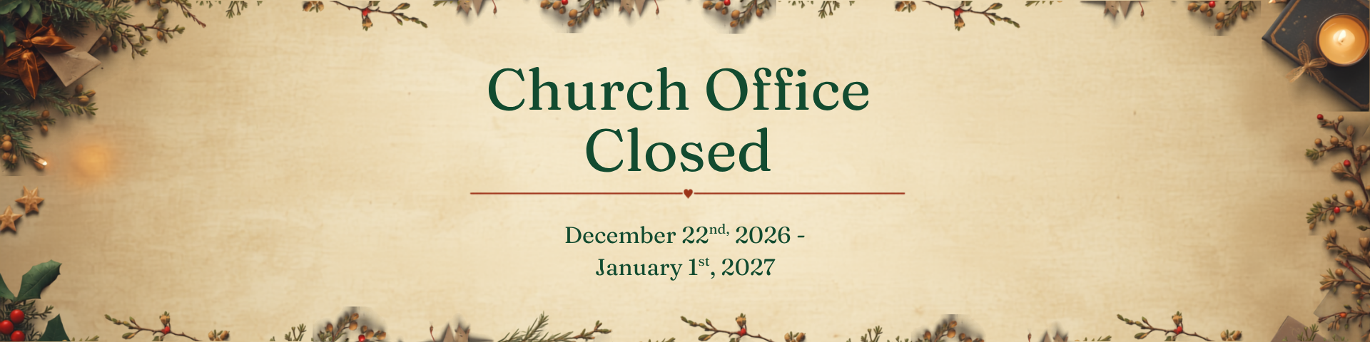 Church Office Closed 